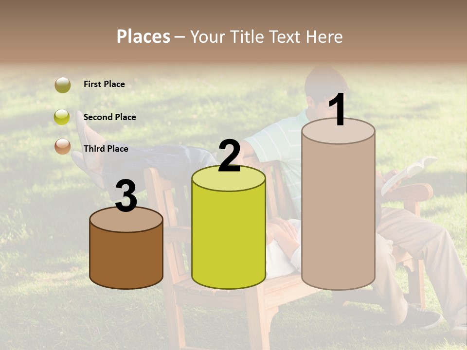 Bench Female Green PowerPoint Template