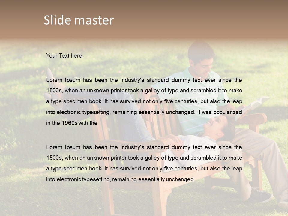 Bench Female Green PowerPoint Template