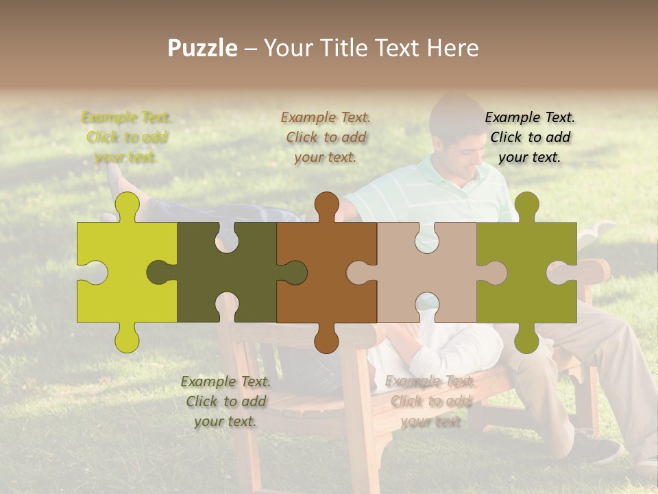 Bench Female Green PowerPoint Template