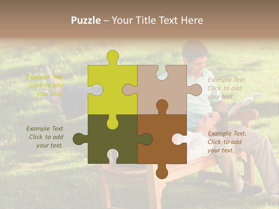 Bench Female Green PowerPoint Template