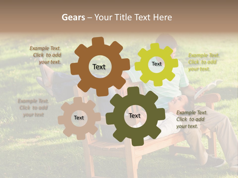 Bench Female Green PowerPoint Template