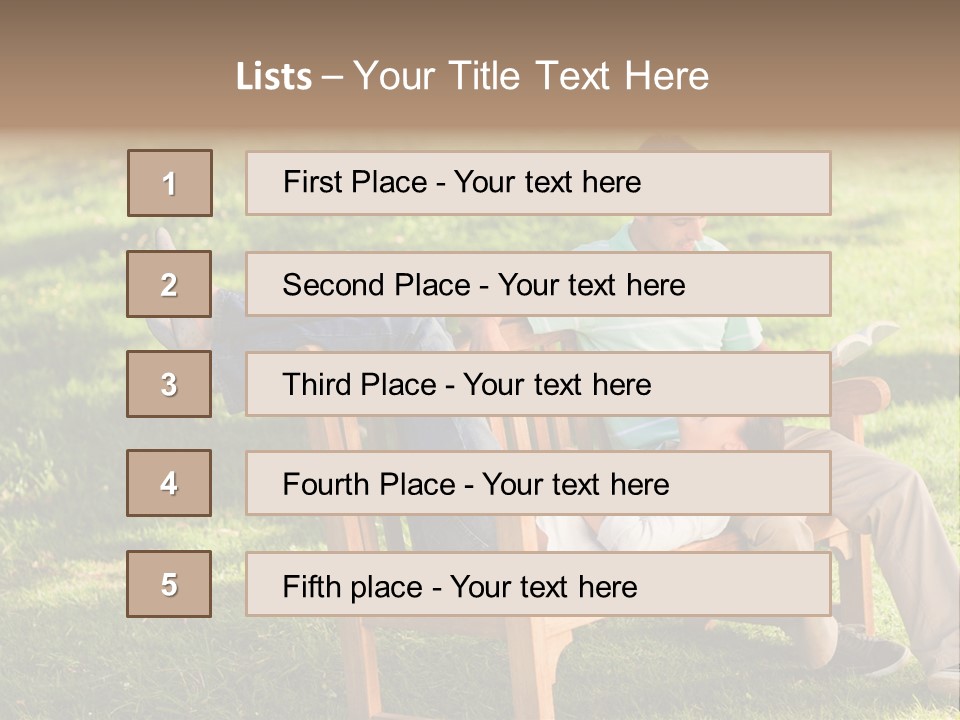 Bench Female Green PowerPoint Template