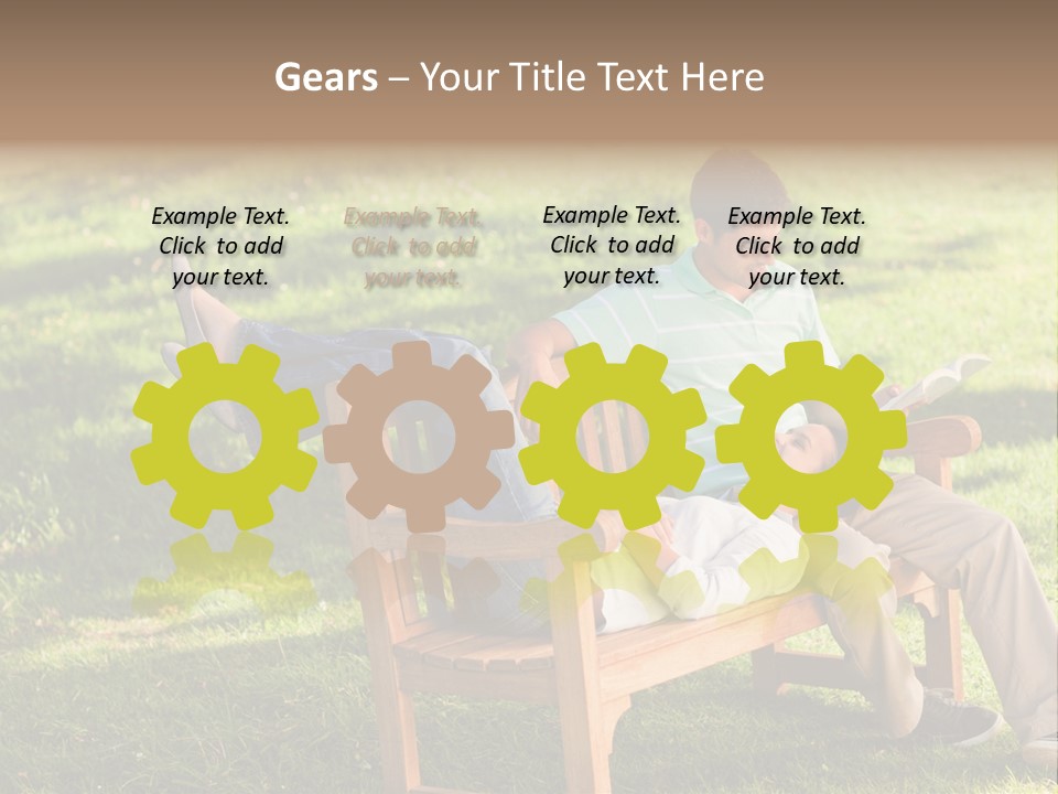 Bench Female Green PowerPoint Template