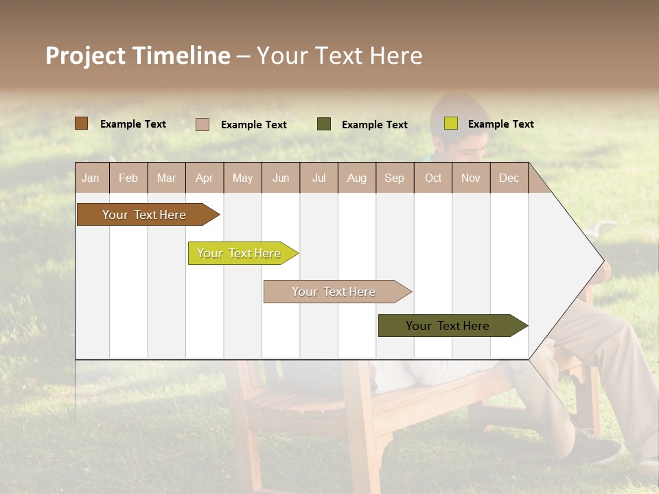 Bench Female Green PowerPoint Template