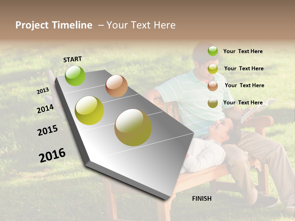 Bench Female Green PowerPoint Template