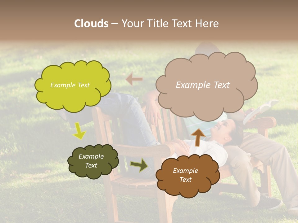 Bench Female Green PowerPoint Template