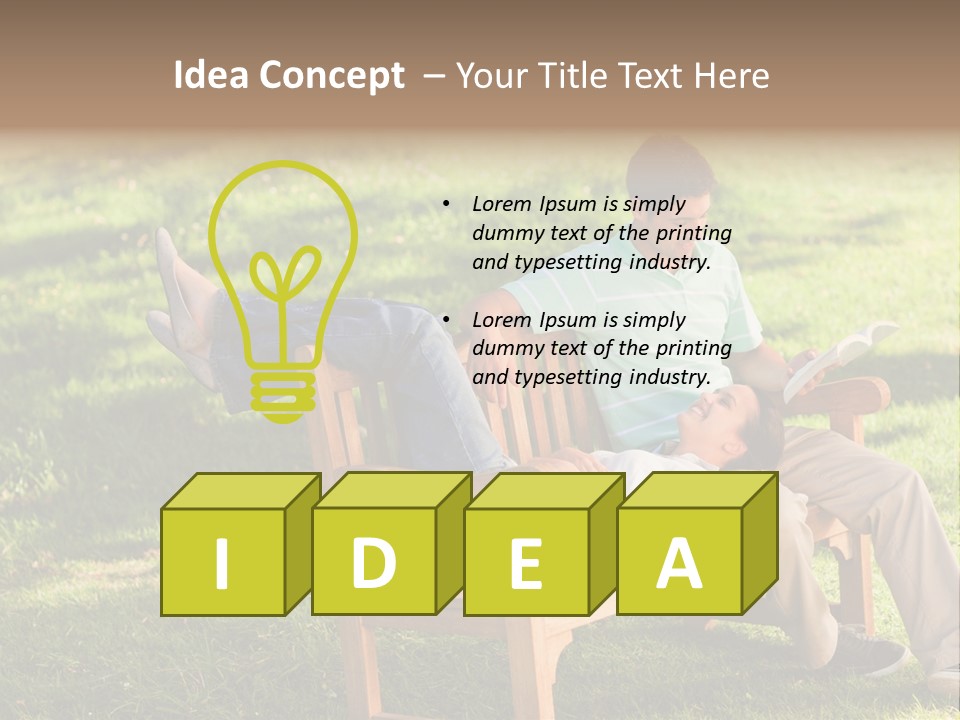 Bench Female Green PowerPoint Template