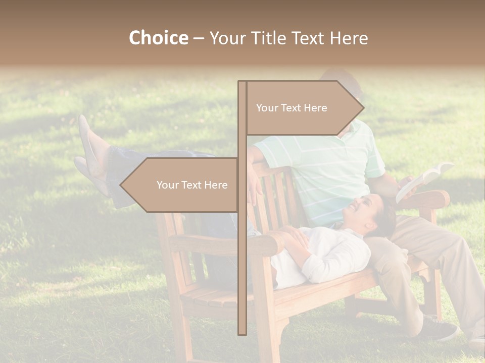 Bench Female Green PowerPoint Template