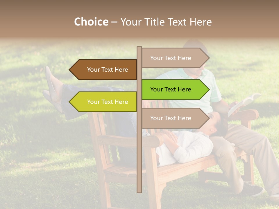 Bench Female Green PowerPoint Template