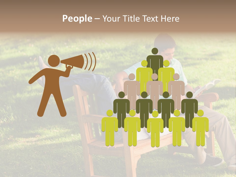 Bench Female Green PowerPoint Template