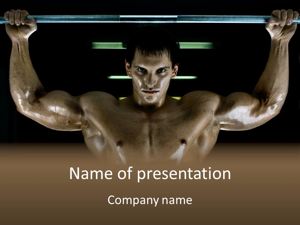 A Man Is Holding A Bar In His Hands PowerPoint Template