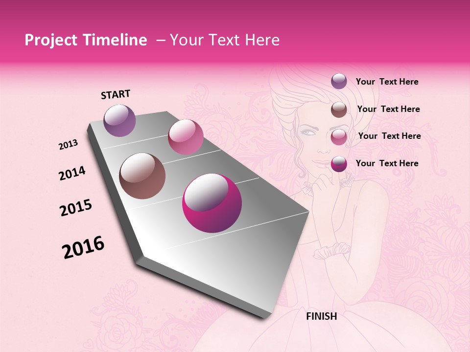 A Woman In A Pink Dress Sitting On A Pink Background PowerPoint Template