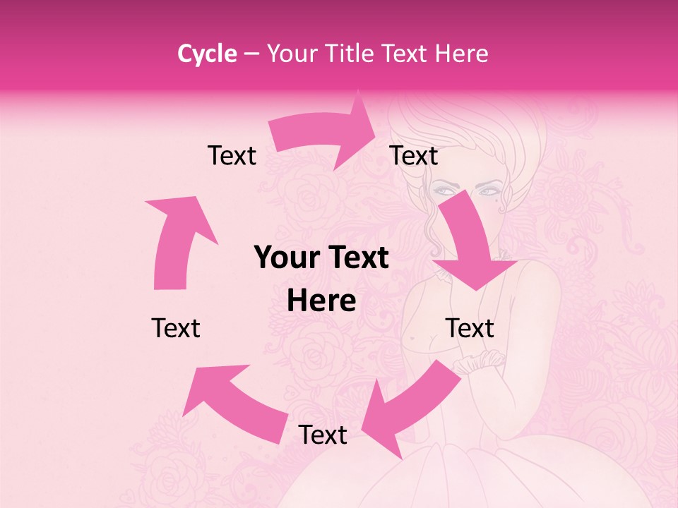 A Woman In A Pink Dress Sitting On A Pink Background PowerPoint Template