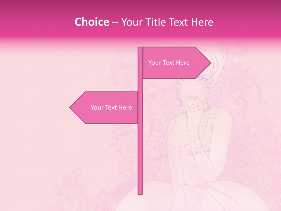 A Woman In A Pink Dress Sitting On A Pink Background PowerPoint Template