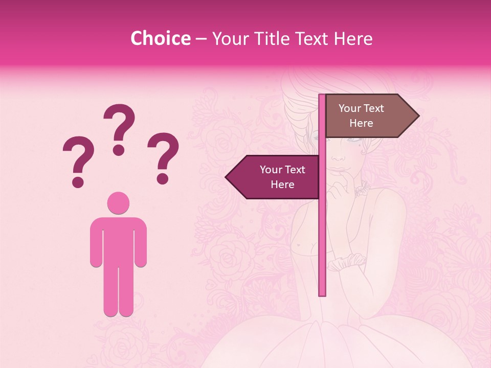 A Woman In A Pink Dress Sitting On A Pink Background PowerPoint Template