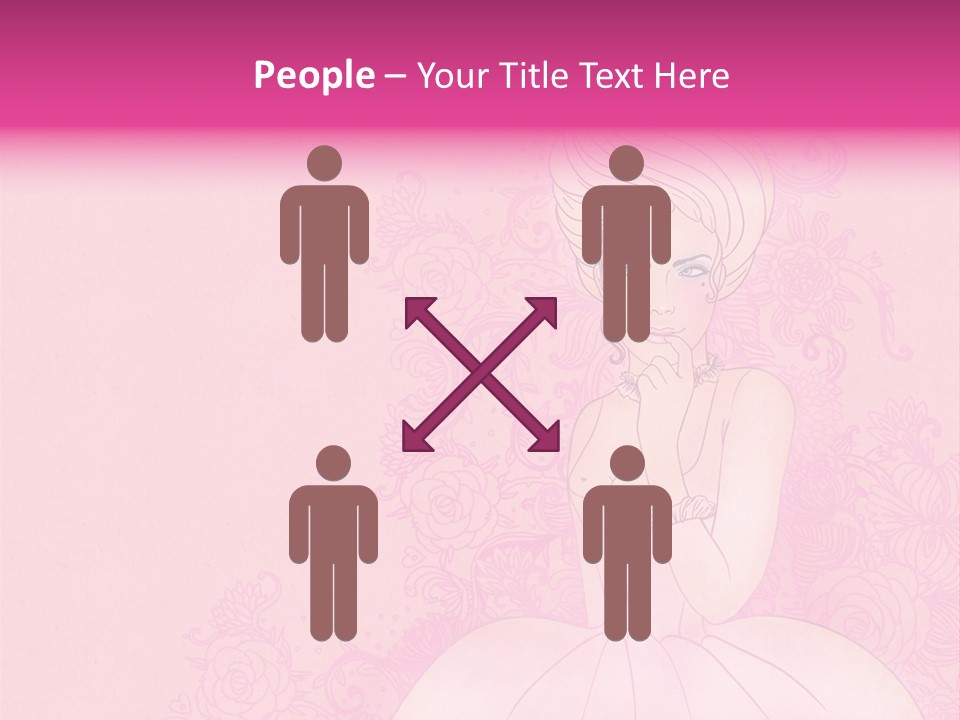 A Woman In A Pink Dress Sitting On A Pink Background PowerPoint Template