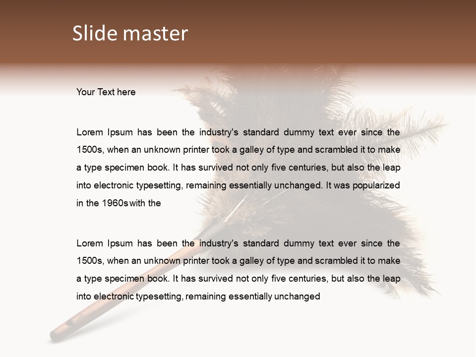 Horizontal Isolated Feather PowerPoint Template