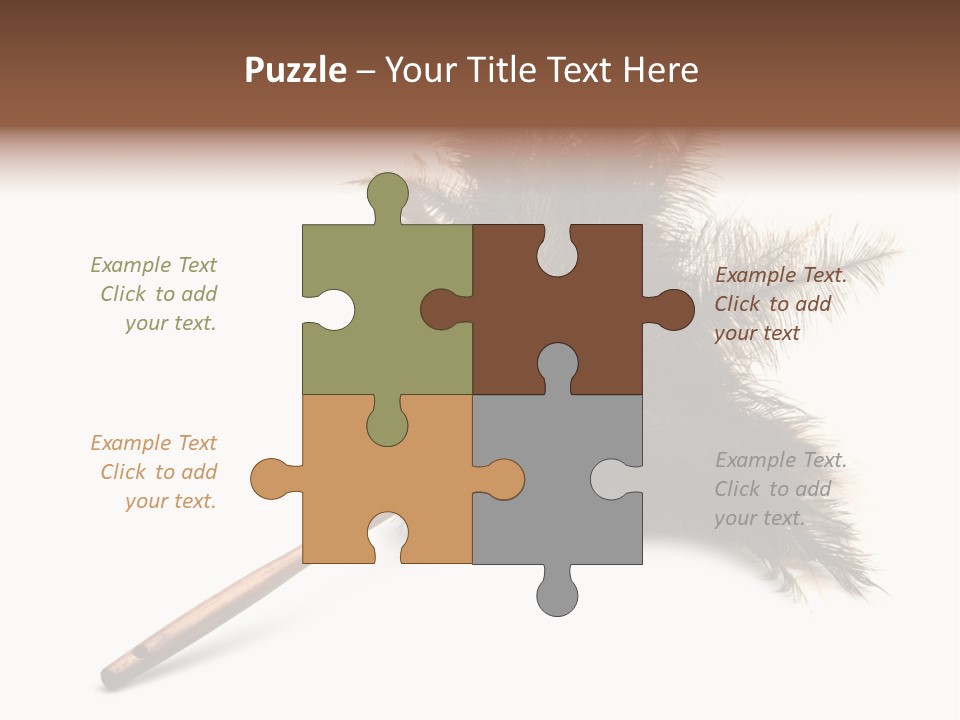 Horizontal Isolated Feather PowerPoint Template