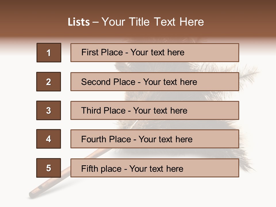 Horizontal Isolated Feather PowerPoint Template