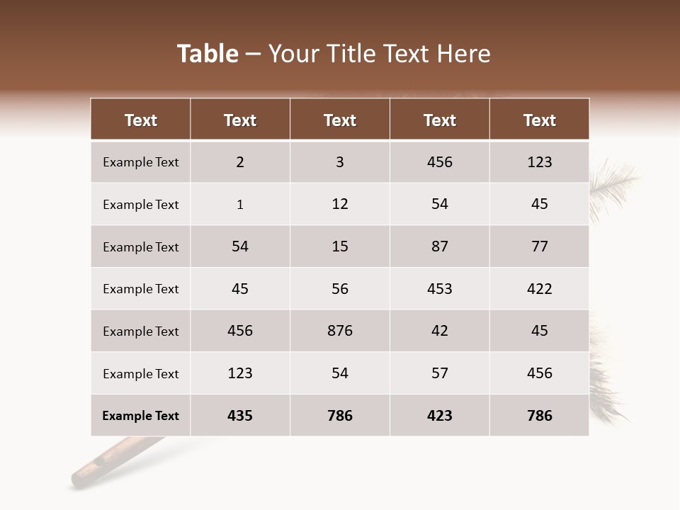 Horizontal Isolated Feather PowerPoint Template