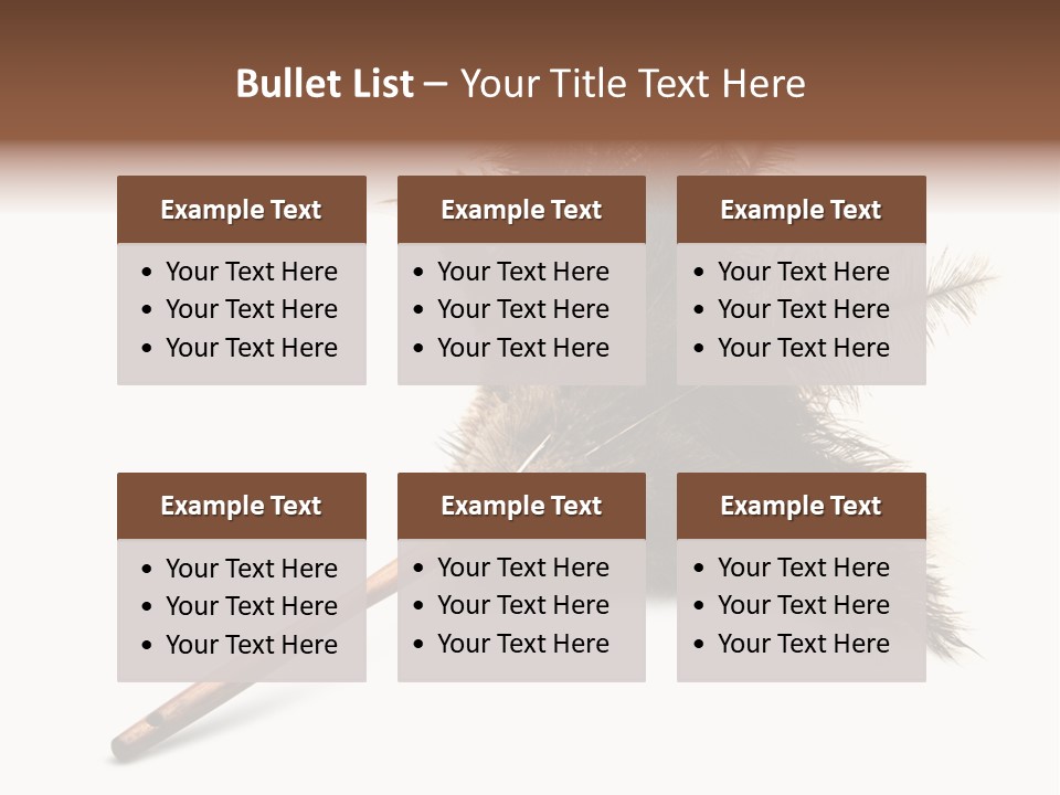 Horizontal Isolated Feather PowerPoint Template