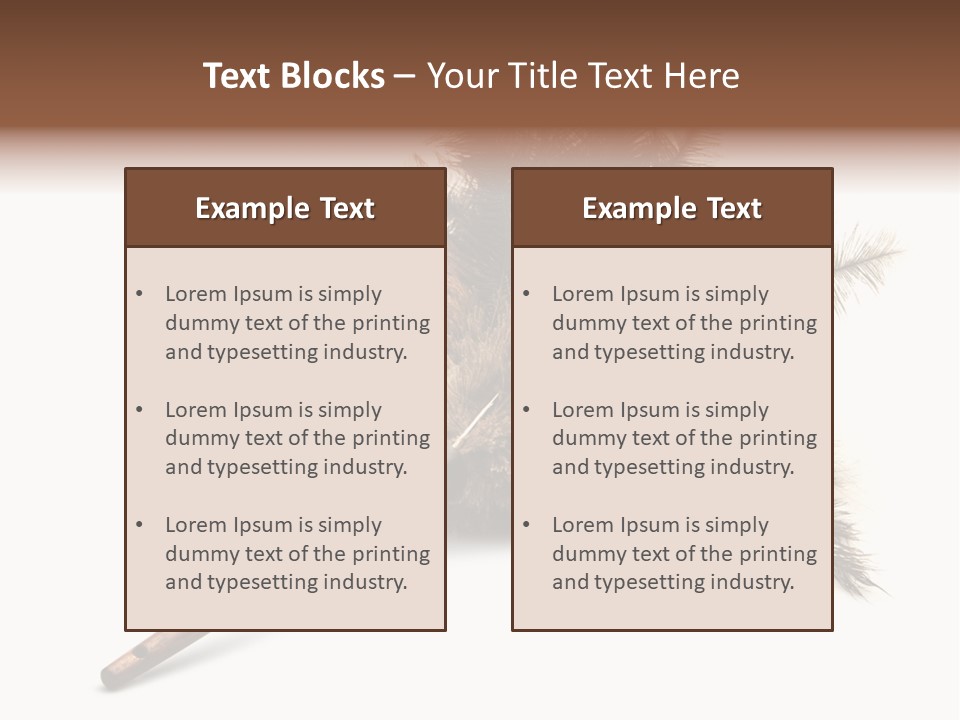 Horizontal Isolated Feather PowerPoint Template