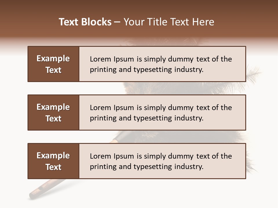 Horizontal Isolated Feather PowerPoint Template