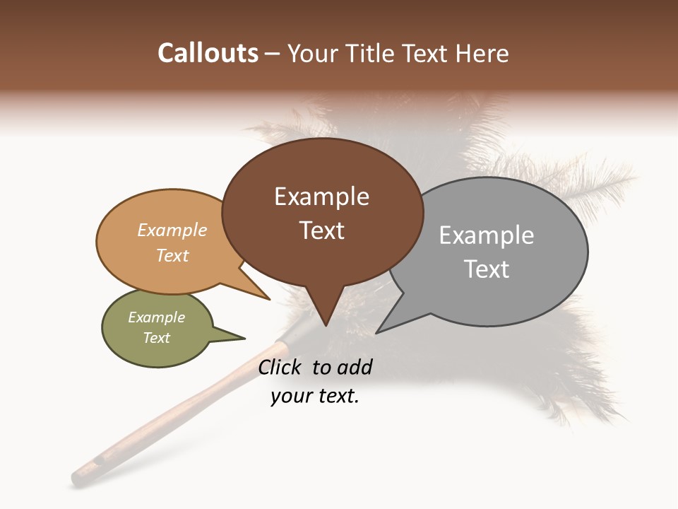 Horizontal Isolated Feather PowerPoint Template
