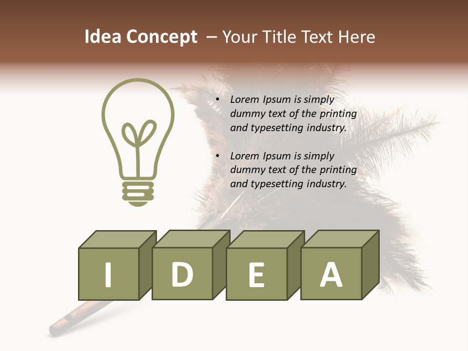 Horizontal Isolated Feather PowerPoint Template