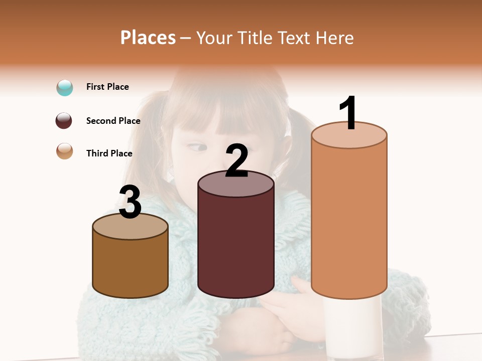 A Little Girl Sitting At A Table With A Glass Of Milk PowerPoint Template