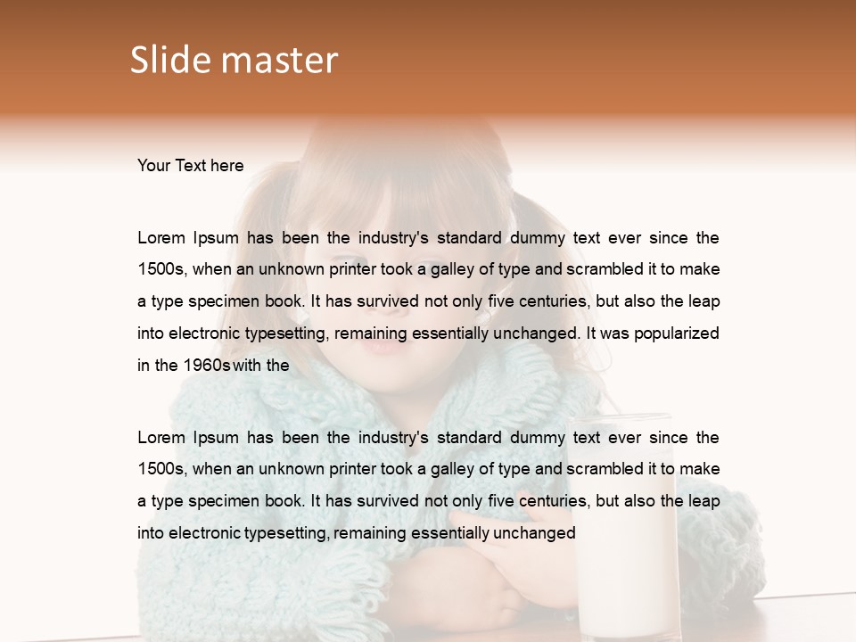 A Little Girl Sitting At A Table With A Glass Of Milk PowerPoint Template