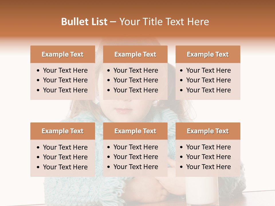 A Little Girl Sitting At A Table With A Glass Of Milk PowerPoint Template