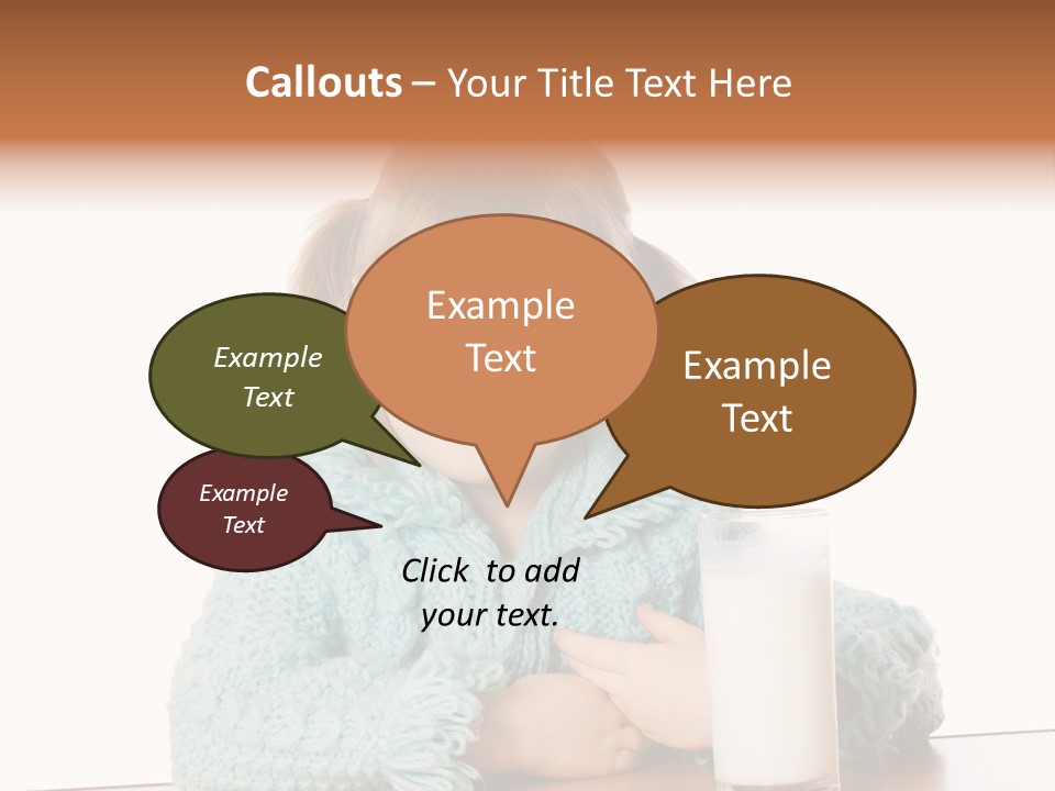 A Little Girl Sitting At A Table With A Glass Of Milk PowerPoint Template