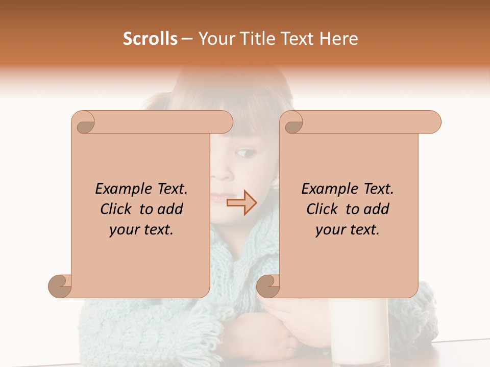 A Little Girl Sitting At A Table With A Glass Of Milk PowerPoint Template