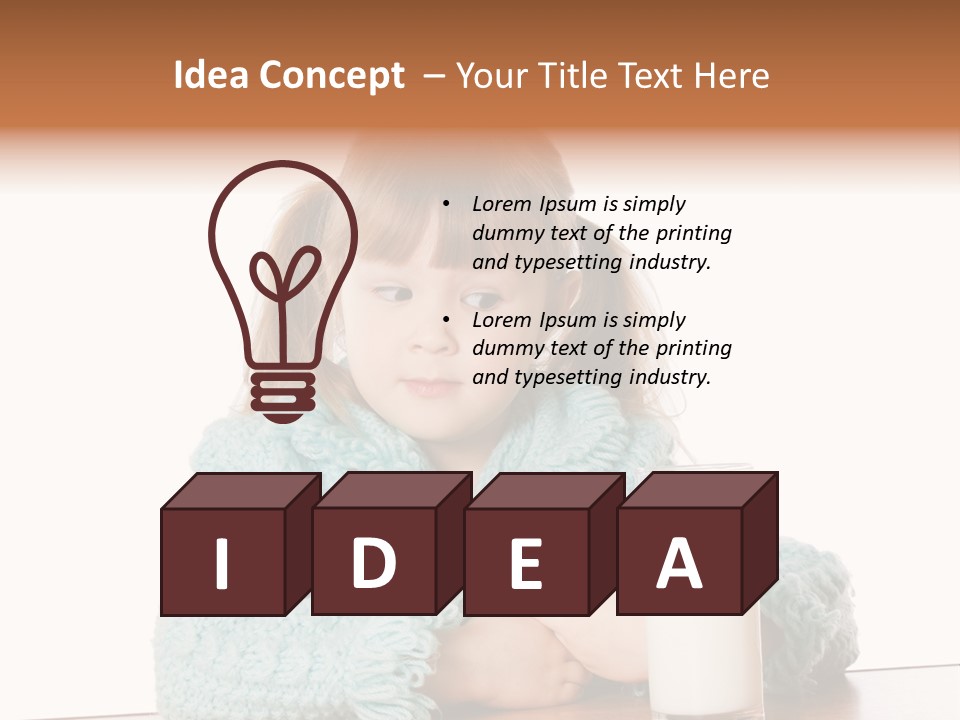 A Little Girl Sitting At A Table With A Glass Of Milk PowerPoint Template