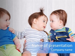 Babies Communication Sofa PowerPoint Template