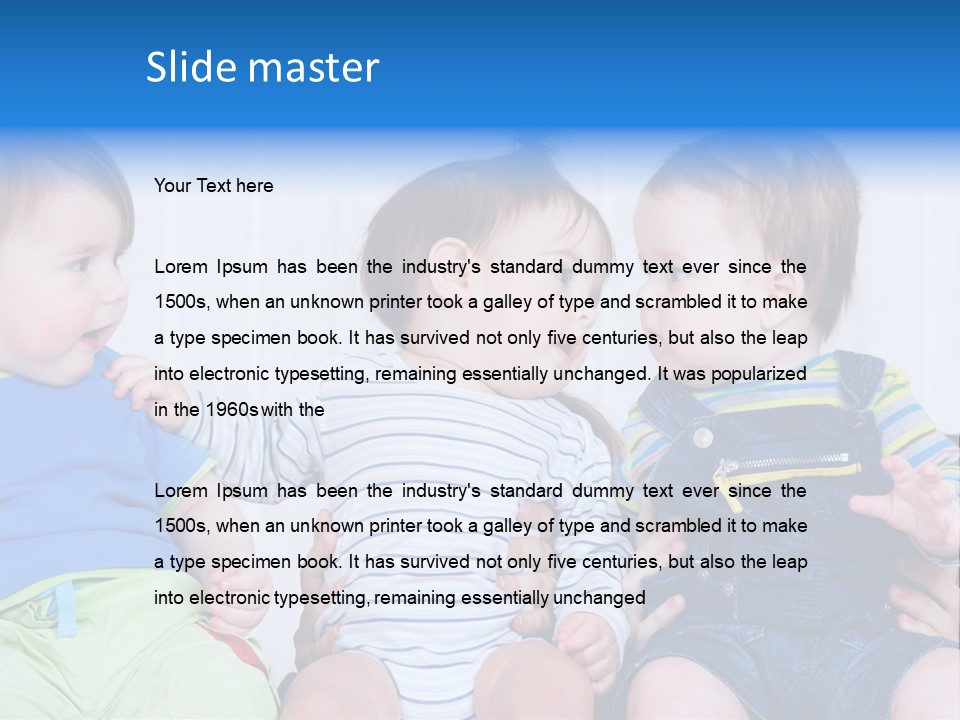 Babies Communication Sofa PowerPoint Template