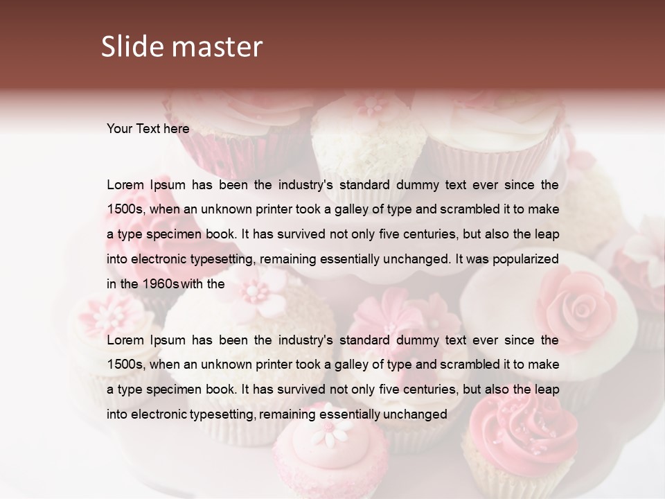 A Pink Cake With Cupcakes On Top Of It PowerPoint Template