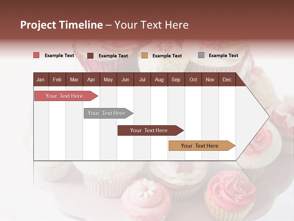 A Pink Cake With Cupcakes On Top Of It PowerPoint Template