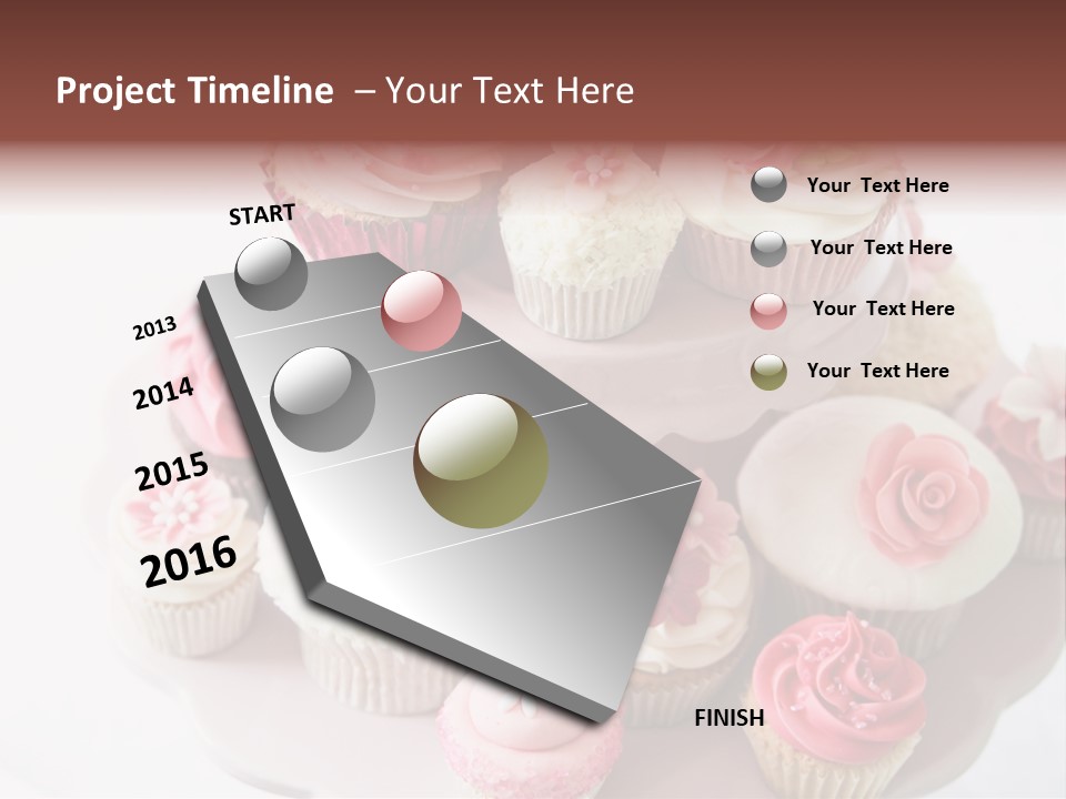 A Pink Cake With Cupcakes On Top Of It PowerPoint Template