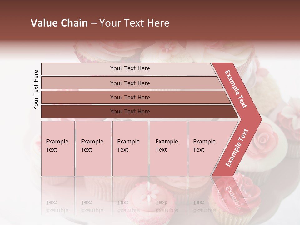 A Pink Cake With Cupcakes On Top Of It PowerPoint Template