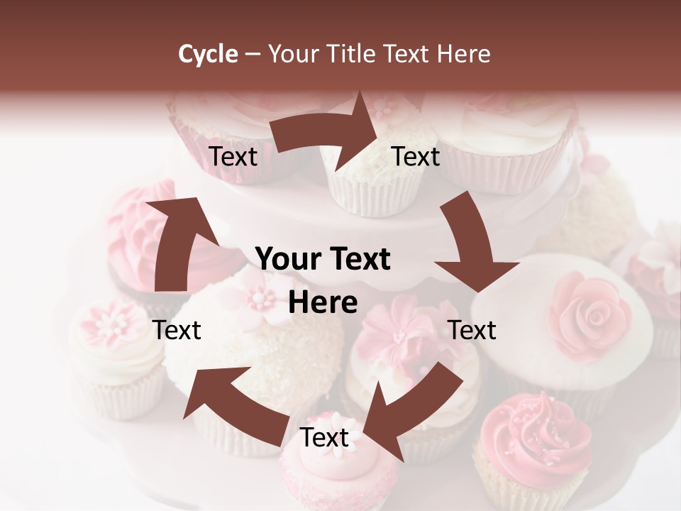 A Pink Cake With Cupcakes On Top Of It PowerPoint Template