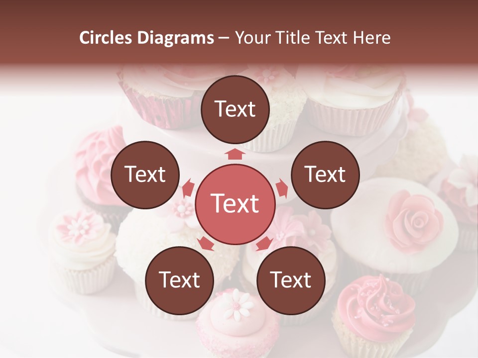 A Pink Cake With Cupcakes On Top Of It PowerPoint Template