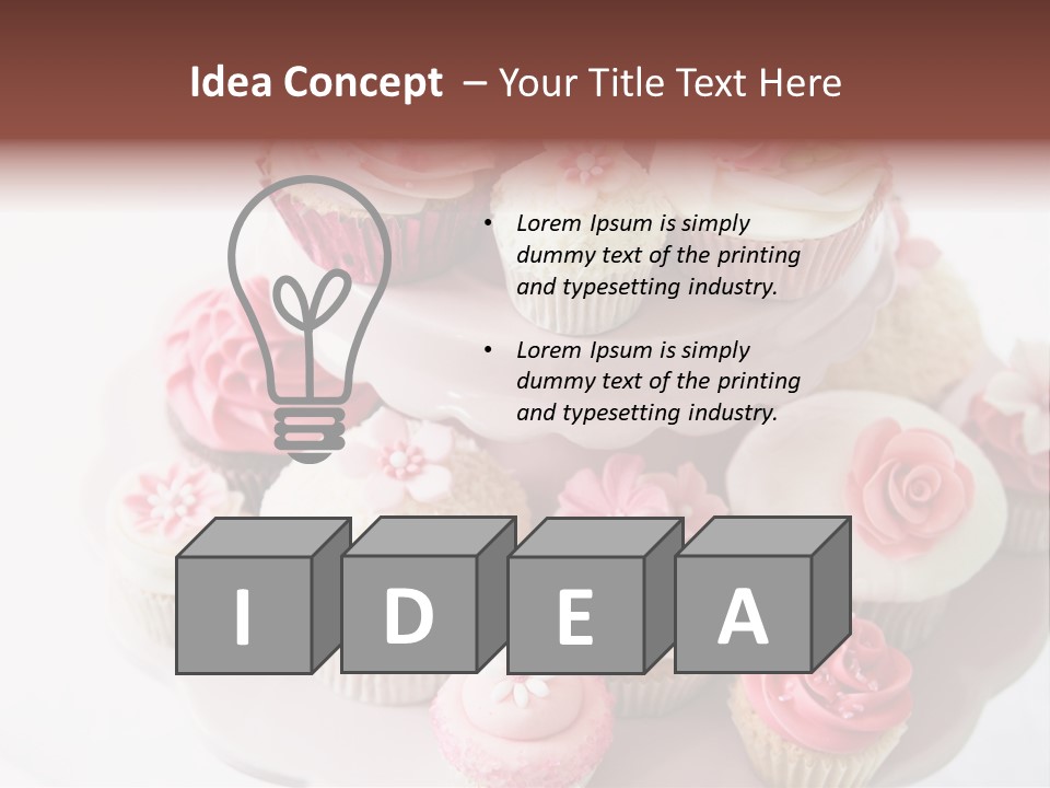 A Pink Cake With Cupcakes On Top Of It PowerPoint Template