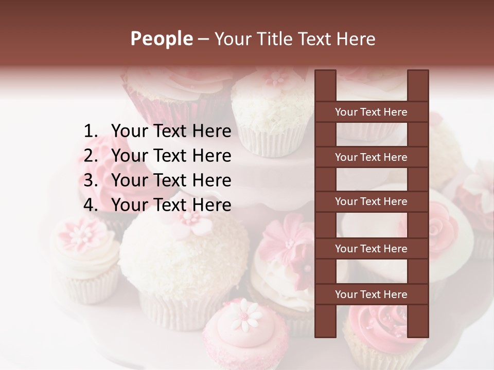 A Pink Cake With Cupcakes On Top Of It PowerPoint Template