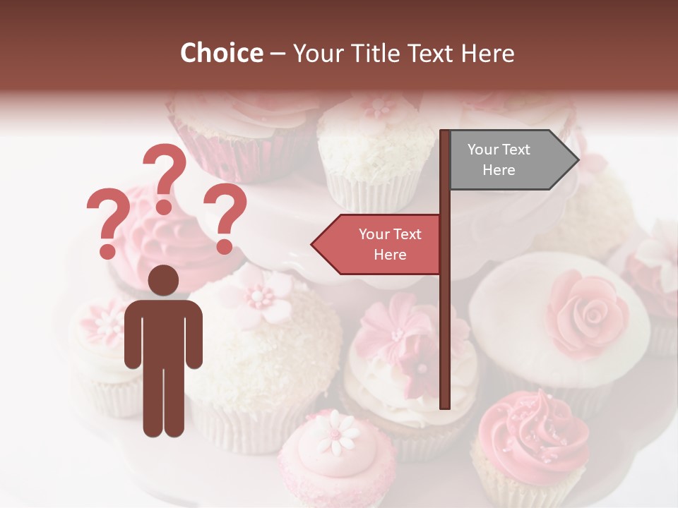 A Pink Cake With Cupcakes On Top Of It PowerPoint Template