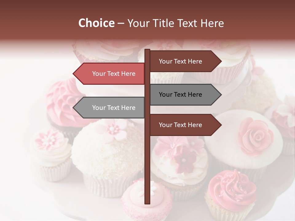 A Pink Cake With Cupcakes On Top Of It PowerPoint Template