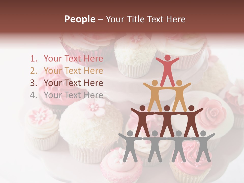 A Pink Cake With Cupcakes On Top Of It PowerPoint Template