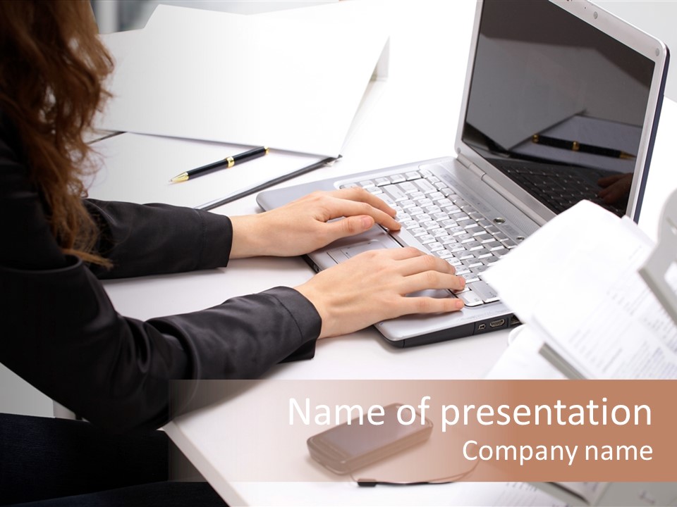 Closeup Busy Device PowerPoint Template