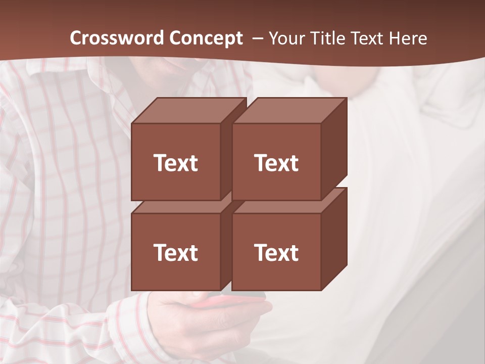 A Man Sitting On A Bed Looking At His Cell Phone PowerPoint Template
